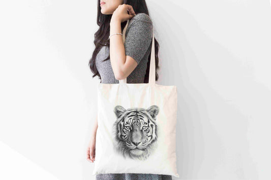 Personalised Sketchy Tiger Design Tote Bag | Custom Gift