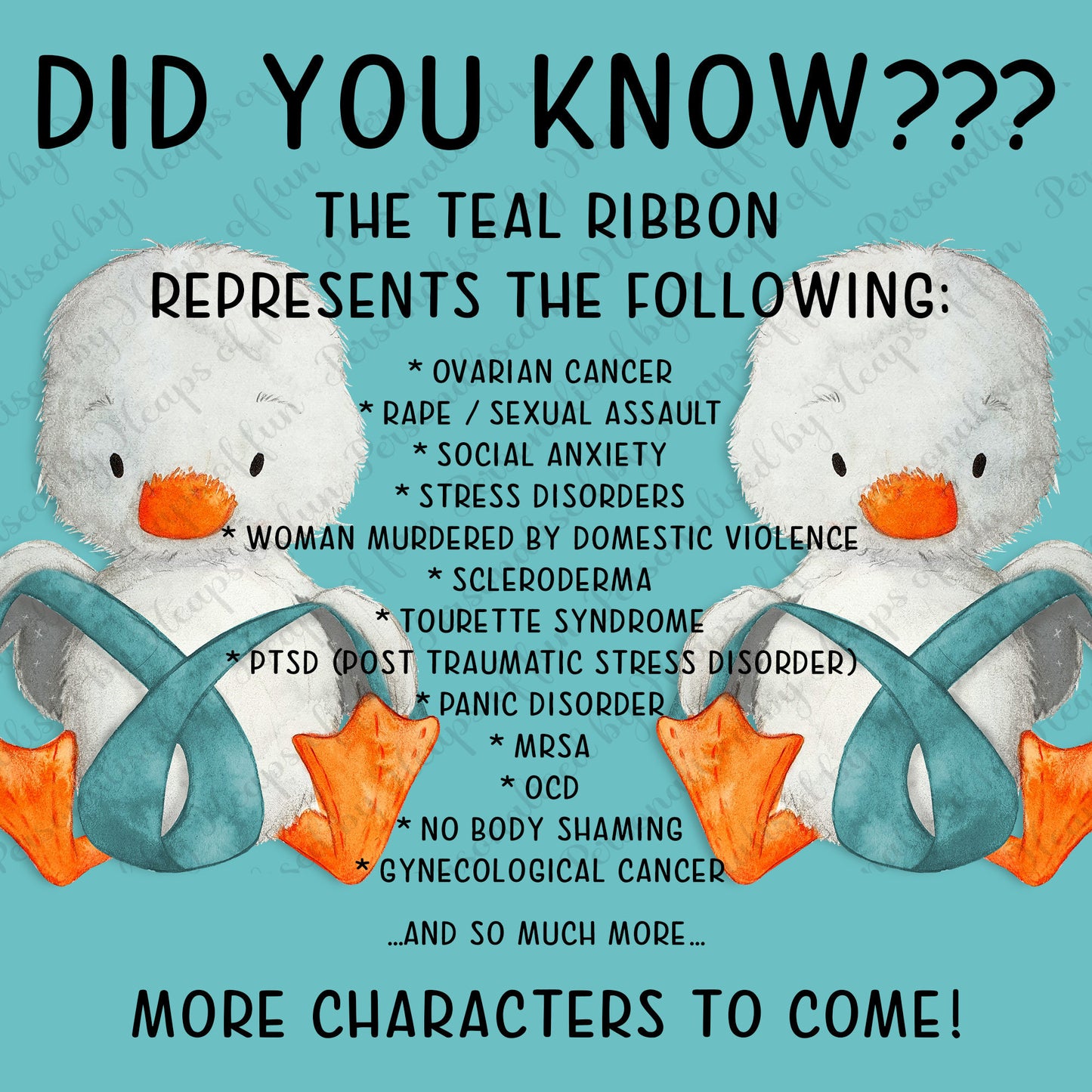 Teal Ribbon Awareness Notebook – Duck Design Journal