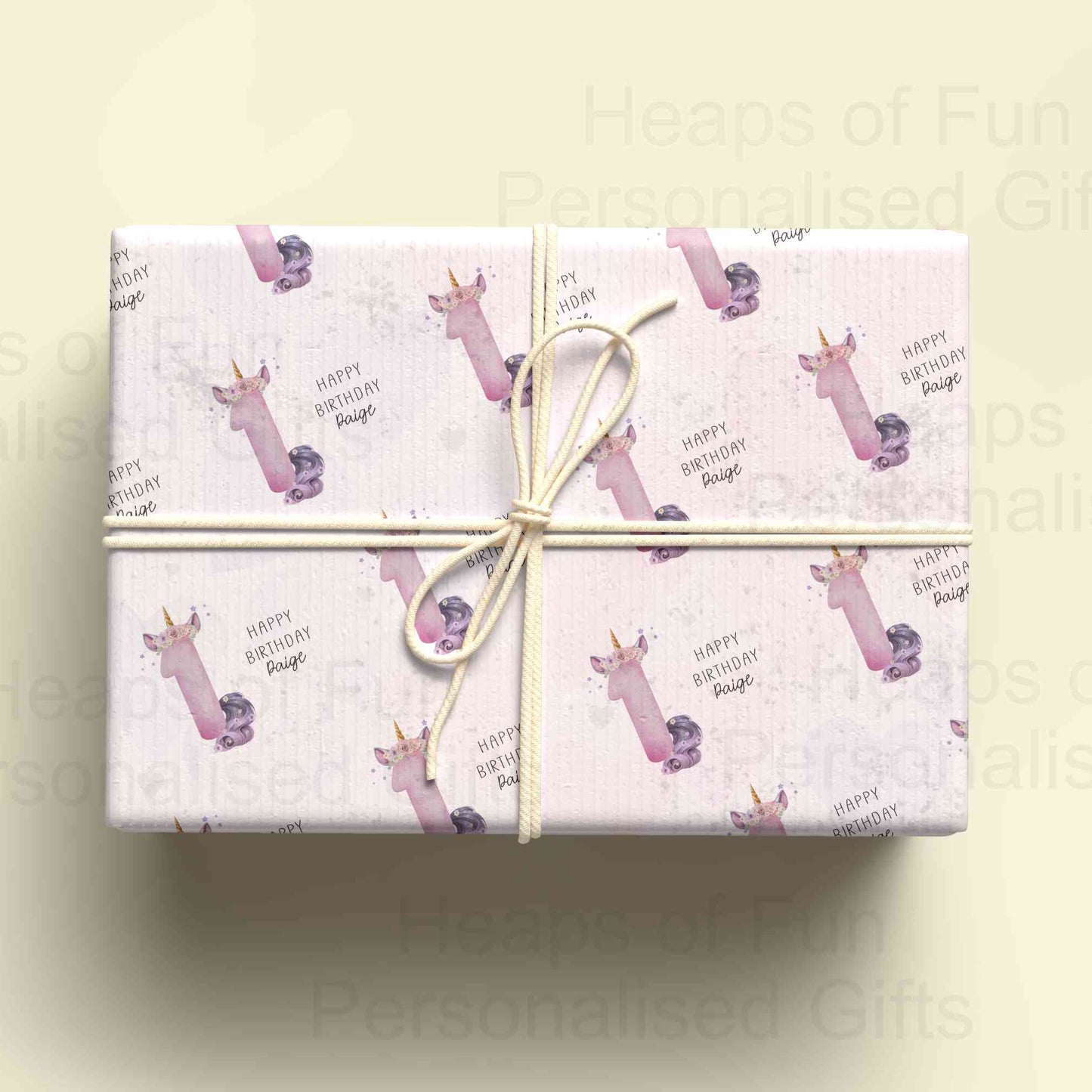 Personalised Unicorn Birthday Wrapping Paper - Age 1-9