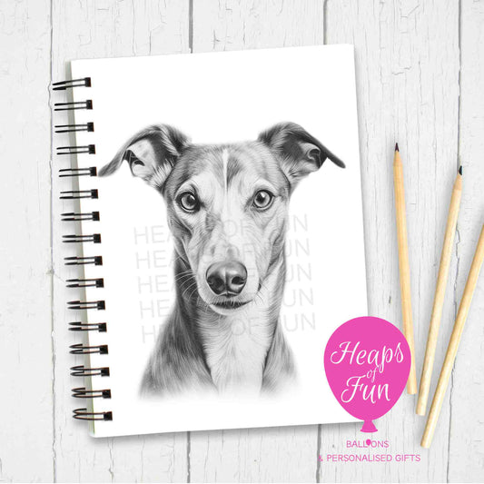 A5 Personalised Whippet Notebook – Dog Breed Journal - Sketchy Design