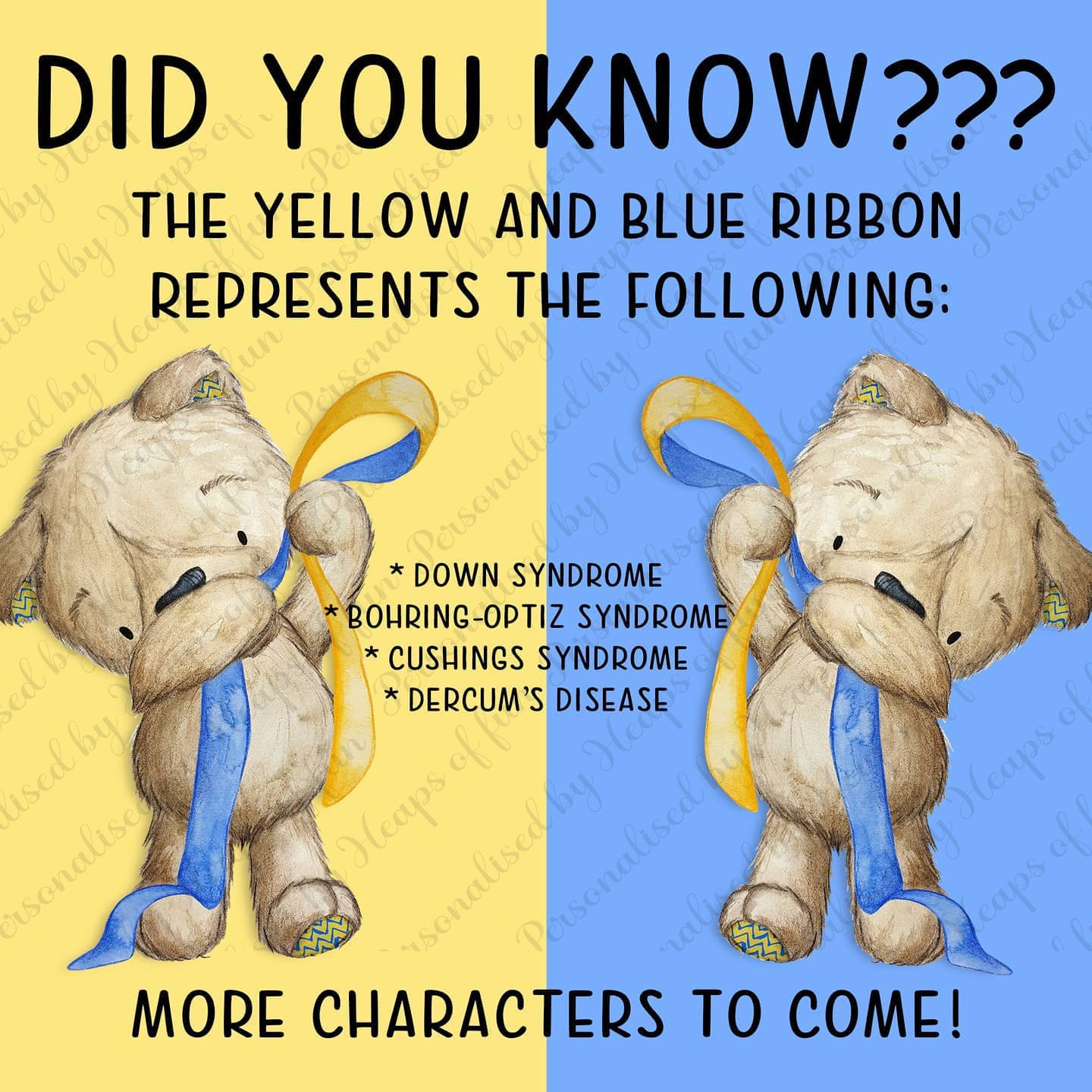 Yellow & Blue Ribbon Awareness Notebook – Bear Design Journal