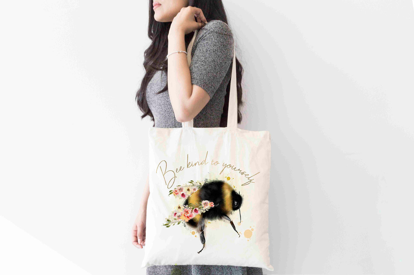 Bee Kind Tote Bag – Cute Bee Design with Inspirational Quote