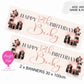 “Custom birthday banner with black and rose gold balloons – 18th, 21st, 30th celebration”