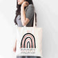 She Is the Maker of Her Own Destiny Tote – Black & Rose Gold Rainbow