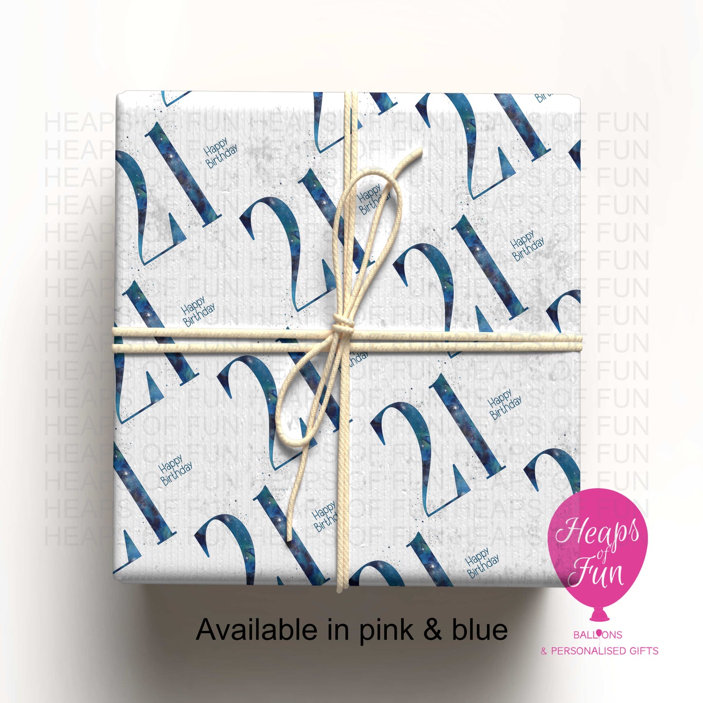 Personalised 21st Birthday Wrapping Paper – Pink or Blue – Custom Name Gift Wrap
