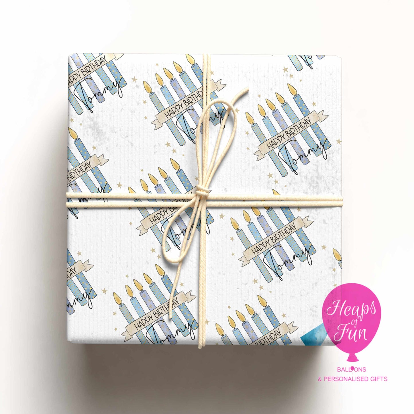 Blue Candle Birthday Wrapping Paper – Happy Birthday Gift Wrap