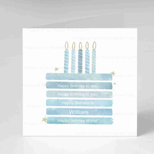 Blue Birthday Cake Birthday Card