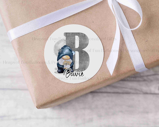 Personalised Gonk Inital Christmas Stickers