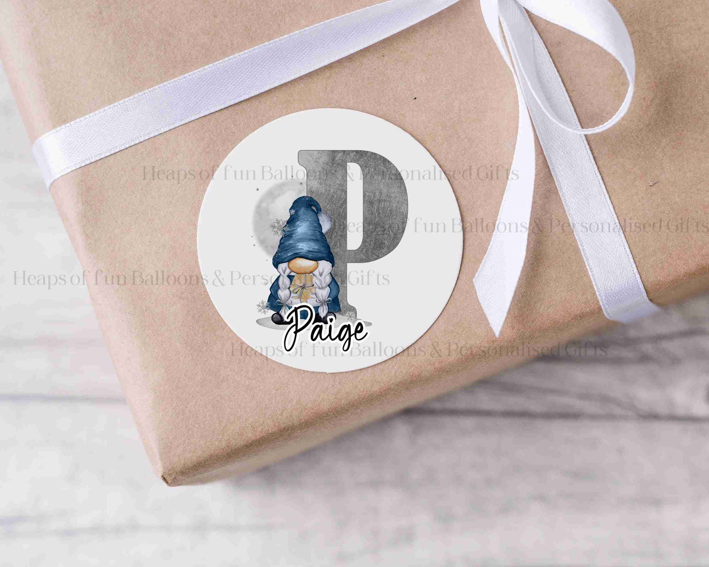 Personalised Gonk Inital Christmas Stickers