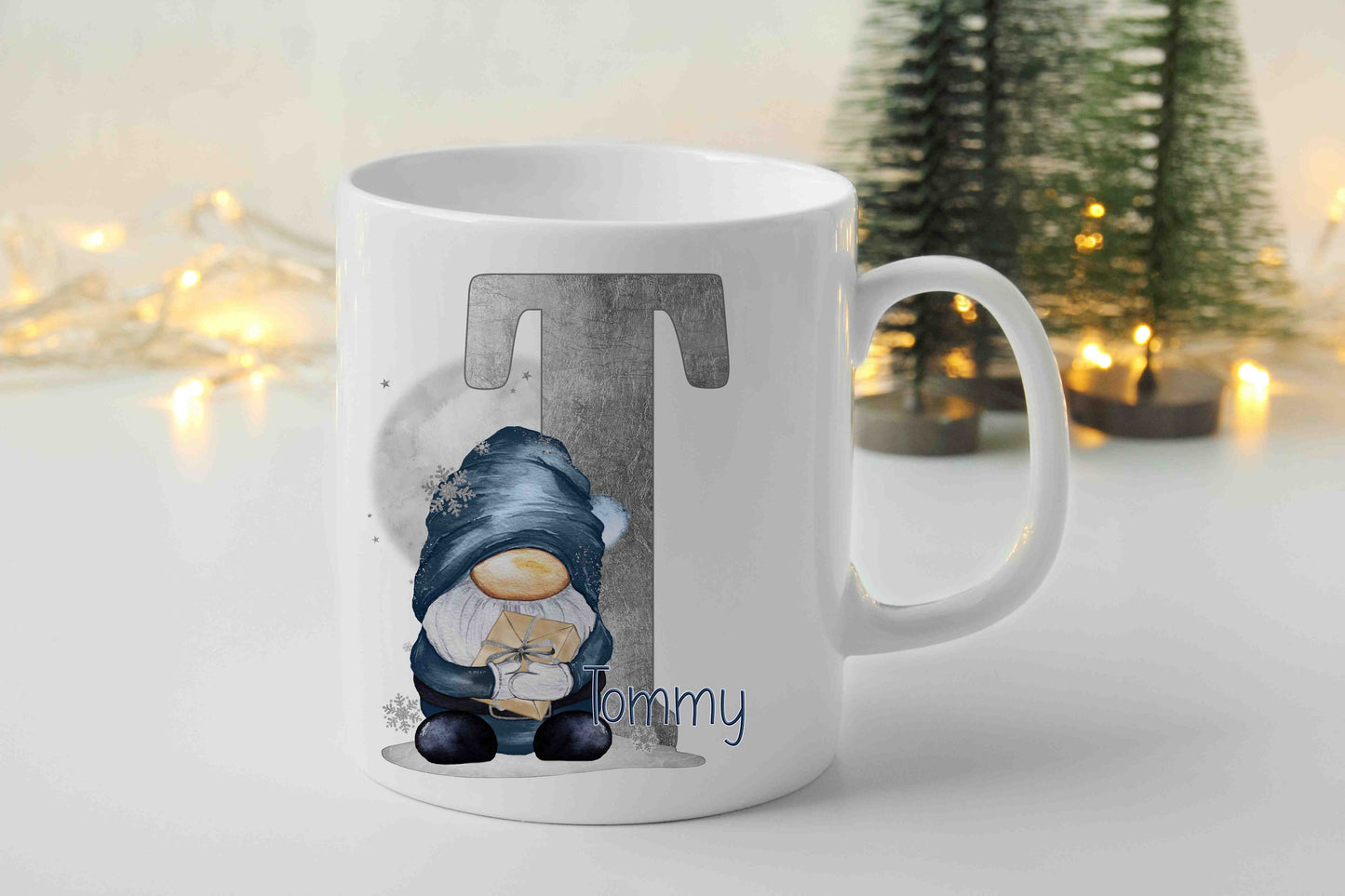 Personalised Blue Gonk Initial Mugs