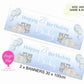 Personalised blue balloon and present birthday banner – custom milestone design 30x100cm”