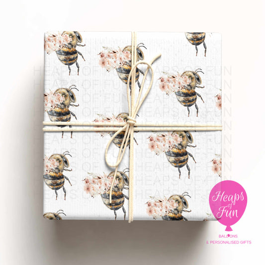 Bee Wrapping Paper – Floral Boho Bee Gift Wrap
