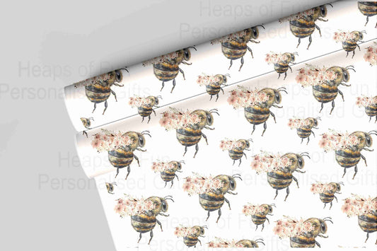 Boho Floral Bee Wrapping Paper - For any occasion