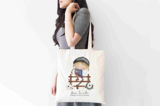 Horse Rider Tote Bag – “Born to Ride, Forced to Go to School”