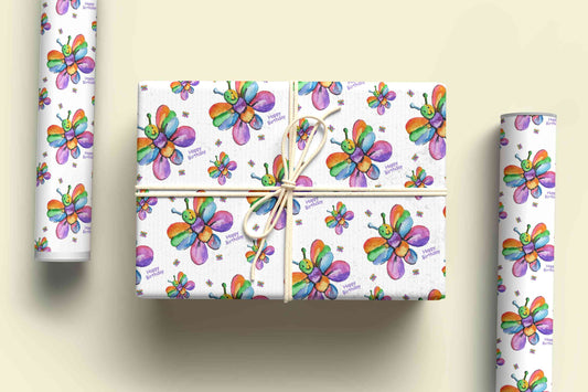 Rainbow Butterfly Wrapping Paper