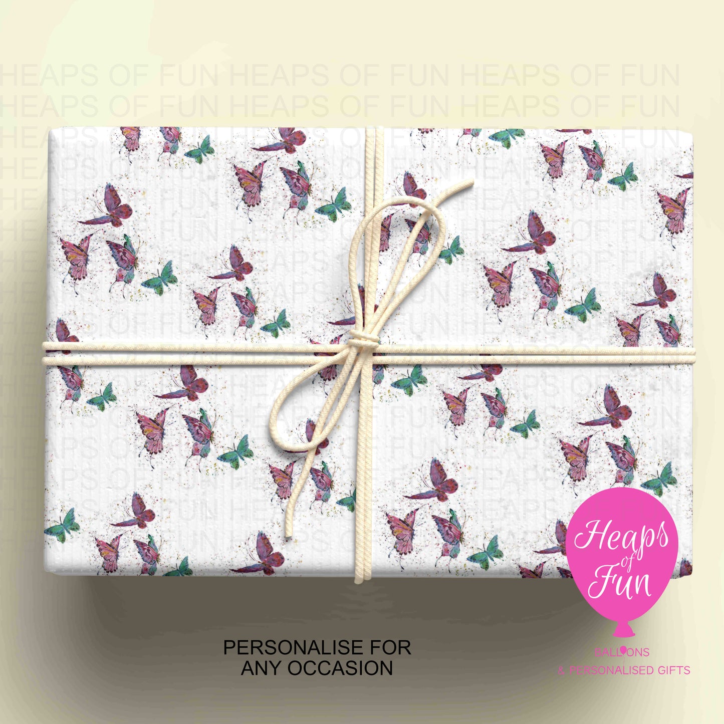 Personalised Butterfly Wrapping Paper | Custom Name Gift Wrap for Birthday, Retirement ,  & Any Special Occasion,  Animal Gift Wrap , From £2.99