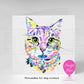 Colourful Cat Greeting Card – Watercolour Cat Card - For any occasion