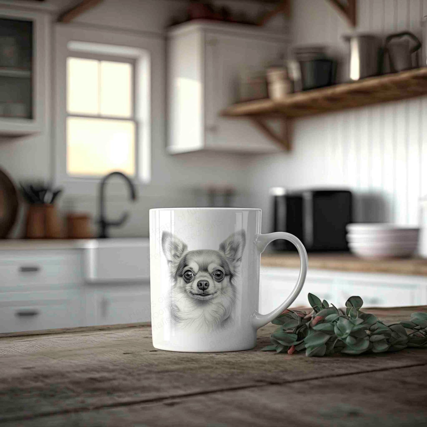 Sketchy Chihuahua Monochrome Animal Design Mug – Custom Name Gift