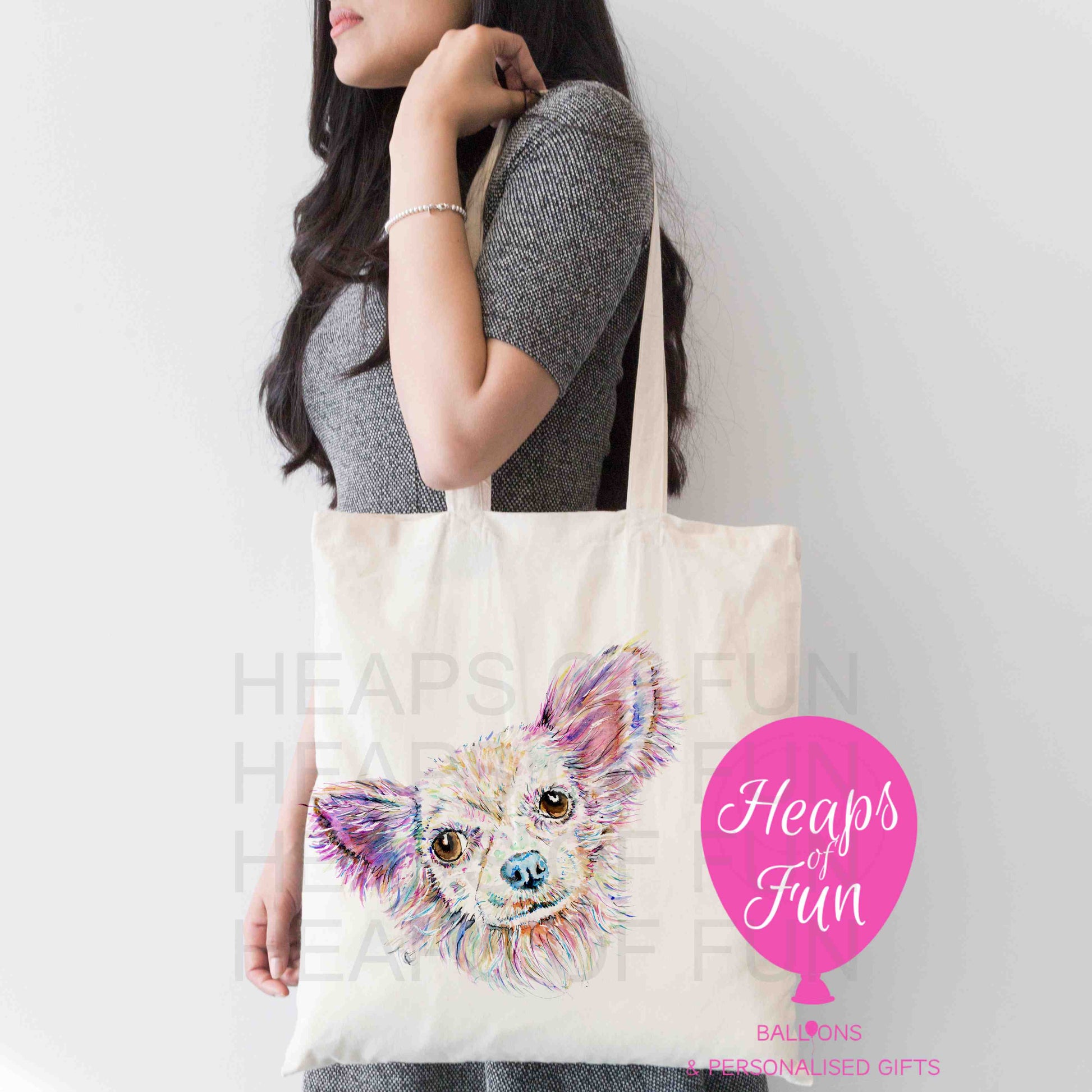 Personalised Chihuahua tote bag with custom text – eco-friendly dog lover gift
