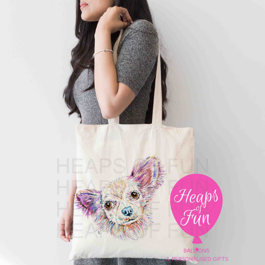 Personalised Chihuahua tote bag with custom text – eco-friendly dog lover gift