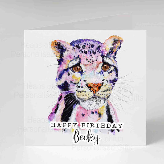 Personalised Clouded Leopard Greeting Card - Any occasion