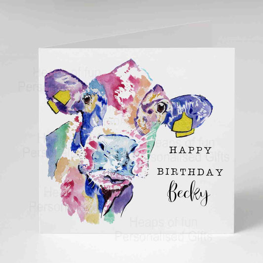 Personalised Cow Greeting Card - Any occasion