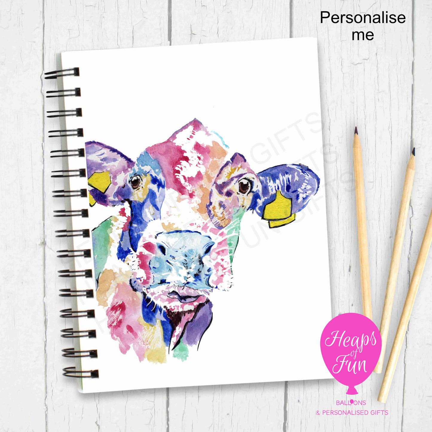 A5 Personalised Notebook – Cute Cow Design | Custom Name Journal
