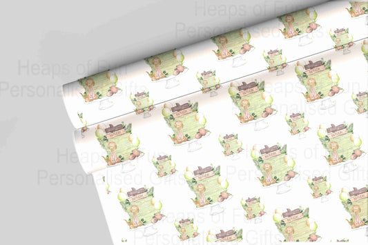 Dinosaur Birthday Cake Wrapping Paper