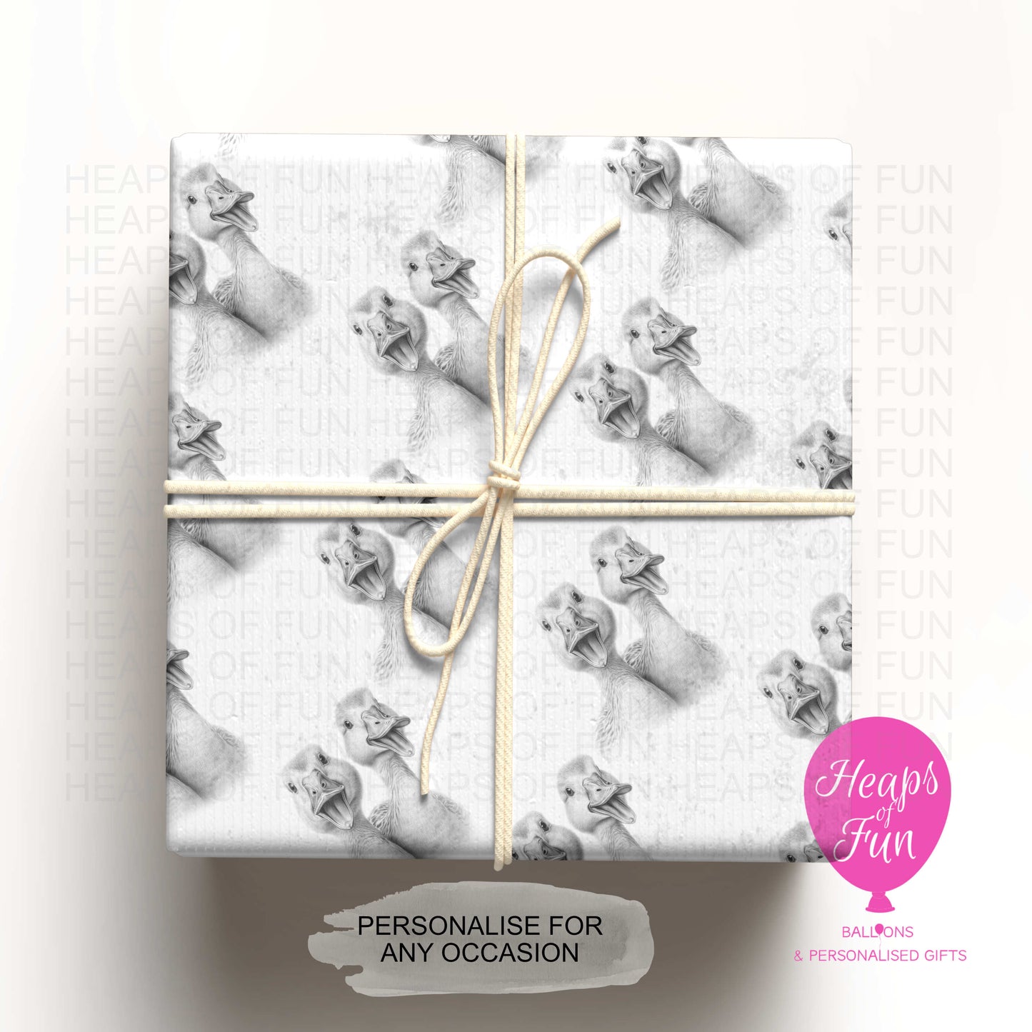 Personalised Duck Wrapping Paper – Custom Name Gift Wrap for Birthday, Retirement ,  & Any Special Occasion,  Farm Animal Gift Wrap , From £2.99