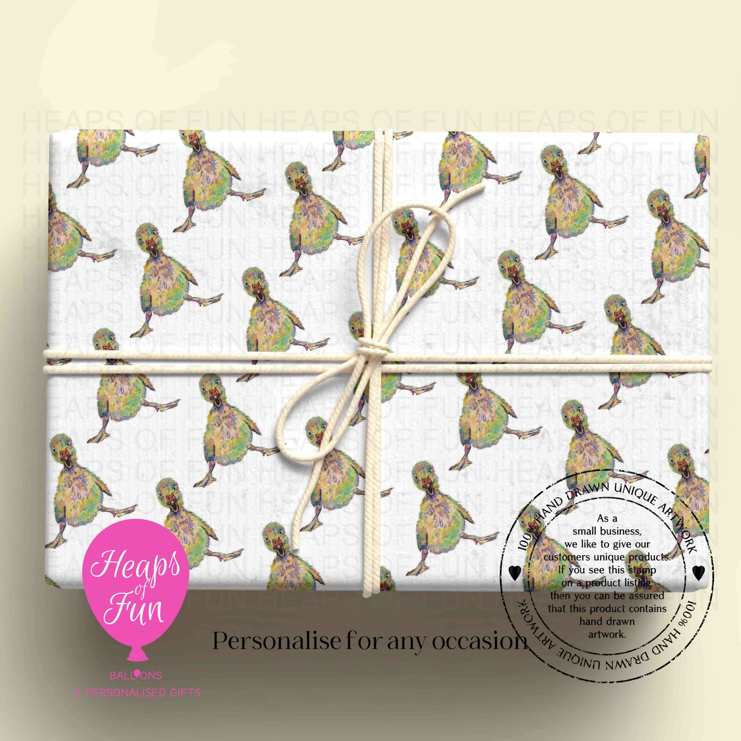 Personalised Duck Wrapping Paper | Custom Name Gift Wrap for Birthday, Retirement ,  & Any Special Occasion,  Farm Animal Gift Wrap , From £2.99