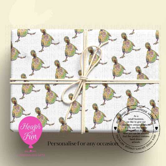 Personalised Duck Wrapping Paper | Custom Name Gift Wrap for Birthday, Retirement ,  & Any Special Occasion,  Farm Animal Gift Wrap , From £2.99