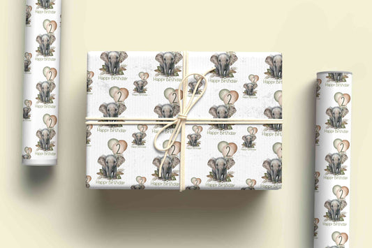 Elephant Birthday Balloon Wrapping Paper - any age