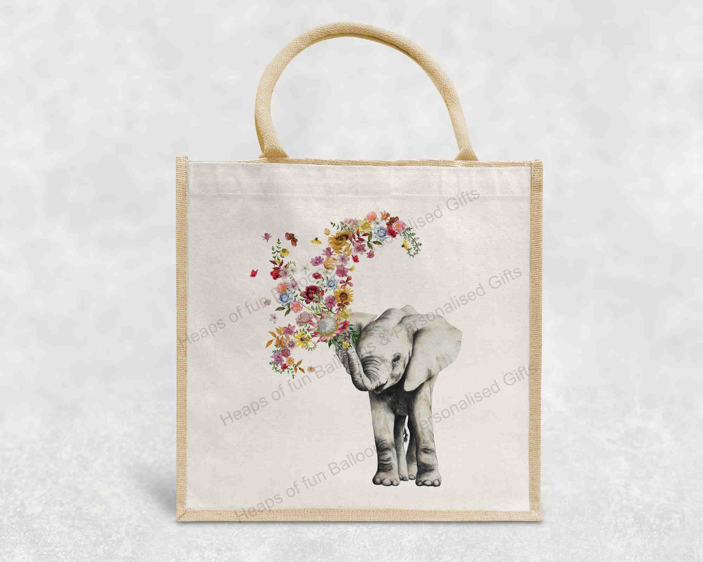 Floral Elephant Eco-Friendly Jute Bag