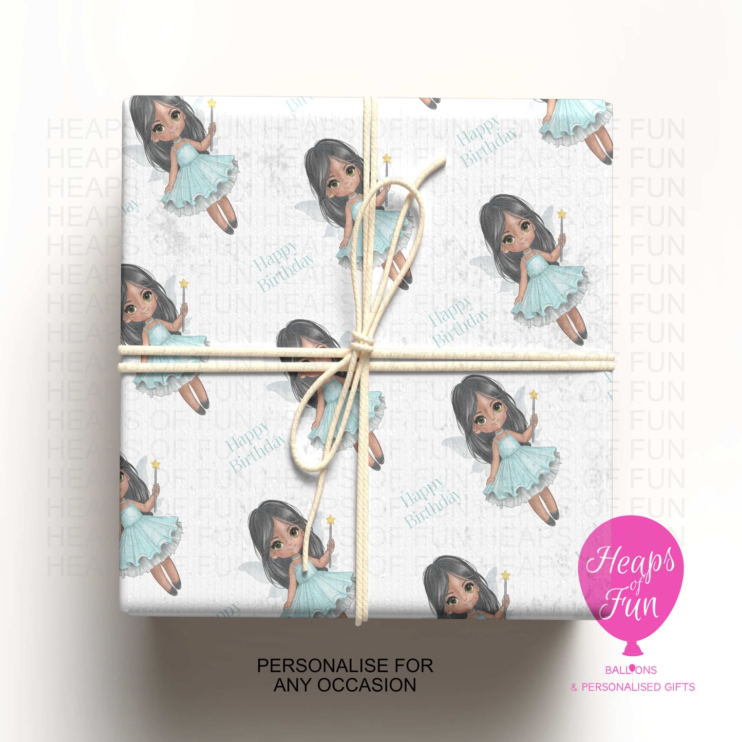 Personalised Fairy Wrapping Paper – Pink & Blue Fairy Birthday Gift Wrap (Custom Name Available)