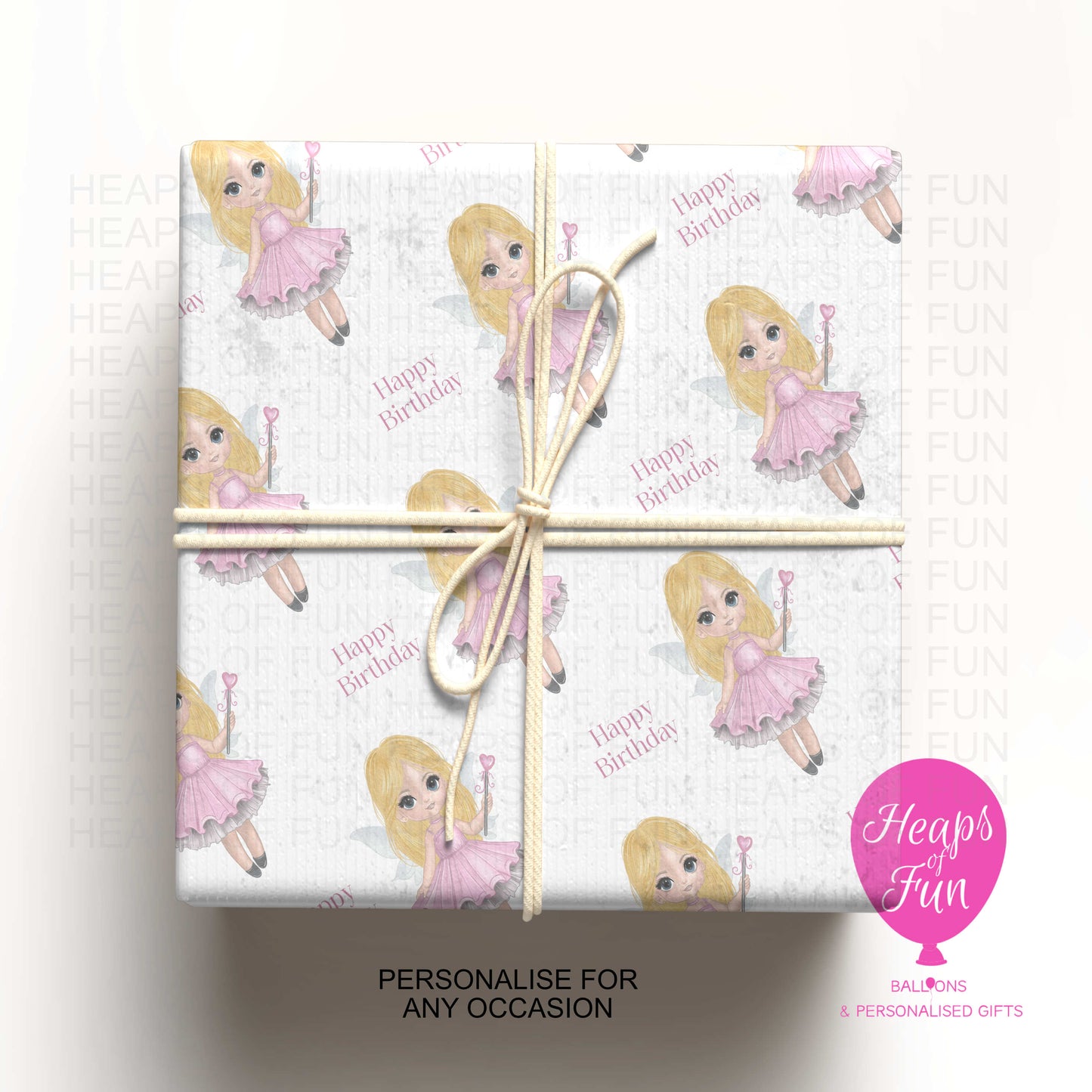 Personalised Fairy Wrapping Paper – Pink & Blue Fairy Birthday Gift Wrap (Custom Name Available)