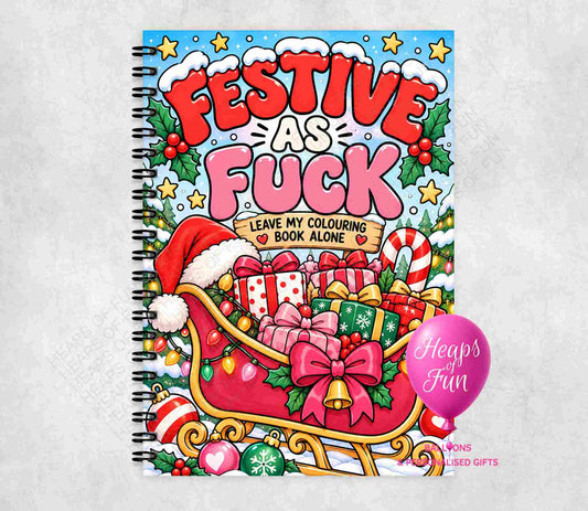 Festive As F*ck funny adult Christmas colouring book cover