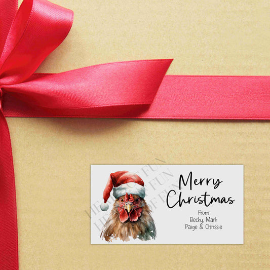 Personalised Festive Chicken Christmas Stickers