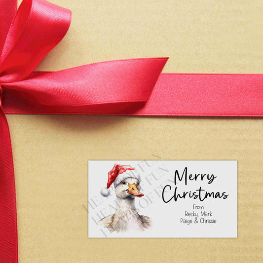 Personalised Festive Duck Christmas Stickers