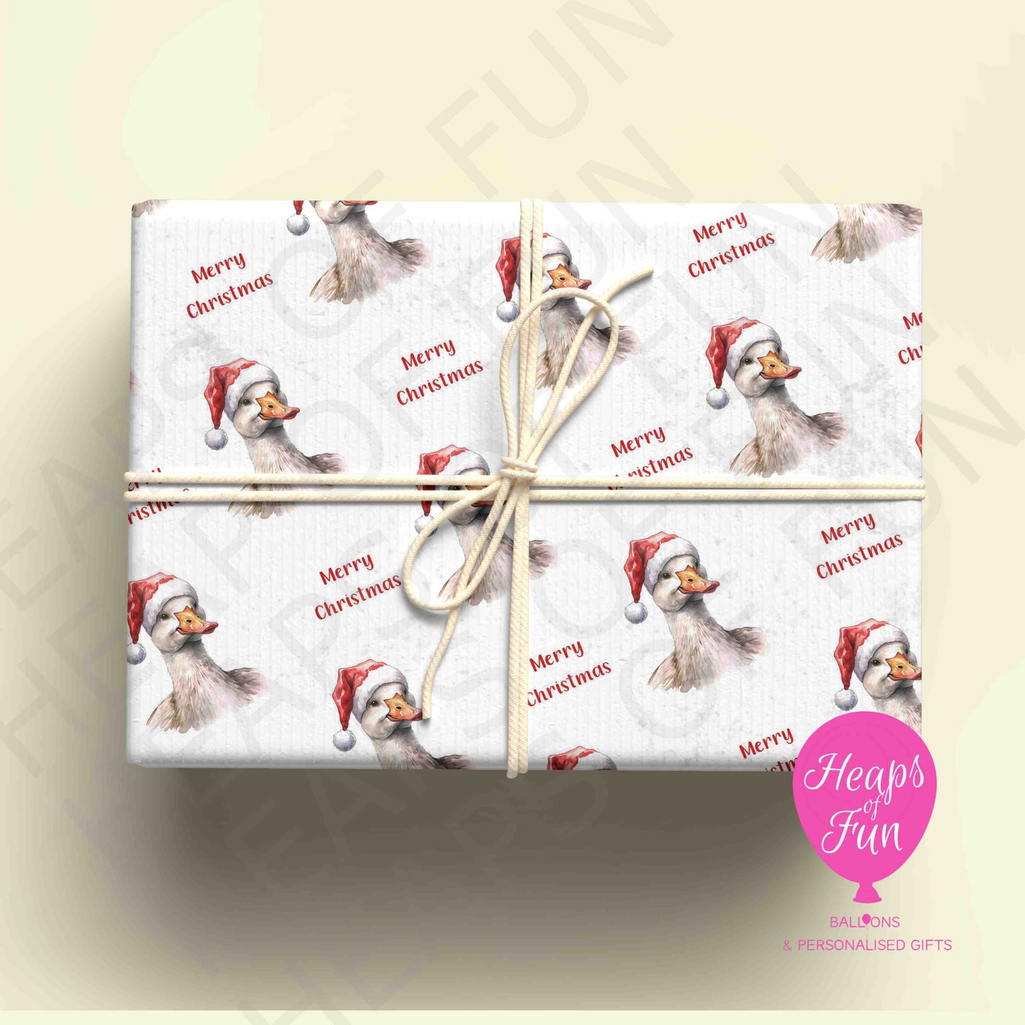 Personalised Festive Duck Christmas Wrapping Paper – Custom Name Gift Wrap