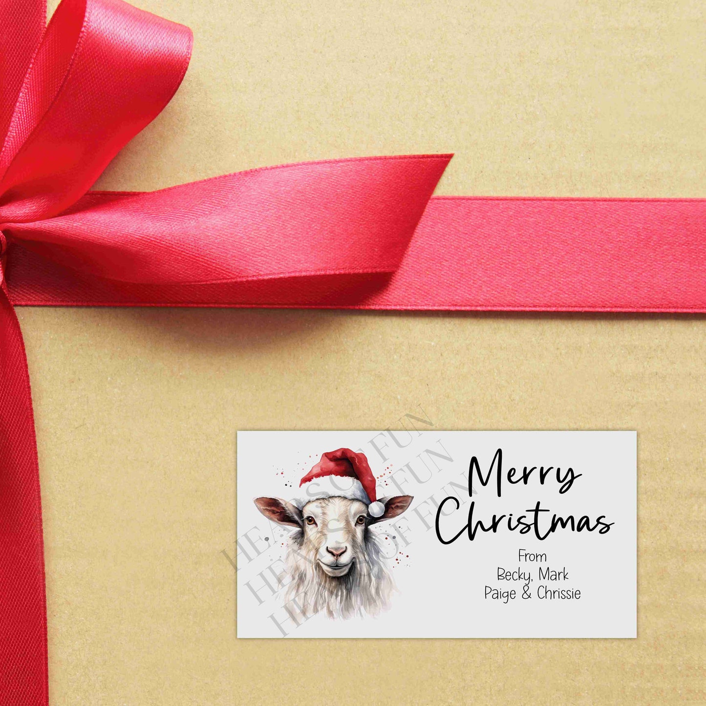 Personalised Festive Goat Christmas Stickers