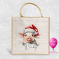 Personalised Christmas jute bag with watercolour piglet in Santa hat and name