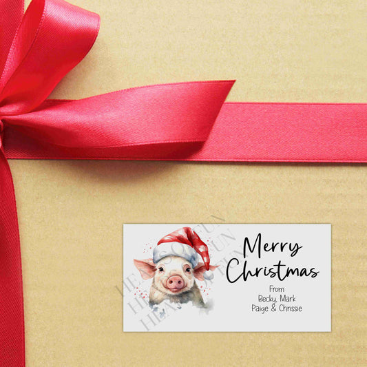 Personalised Festive Pig Christmas Stickers