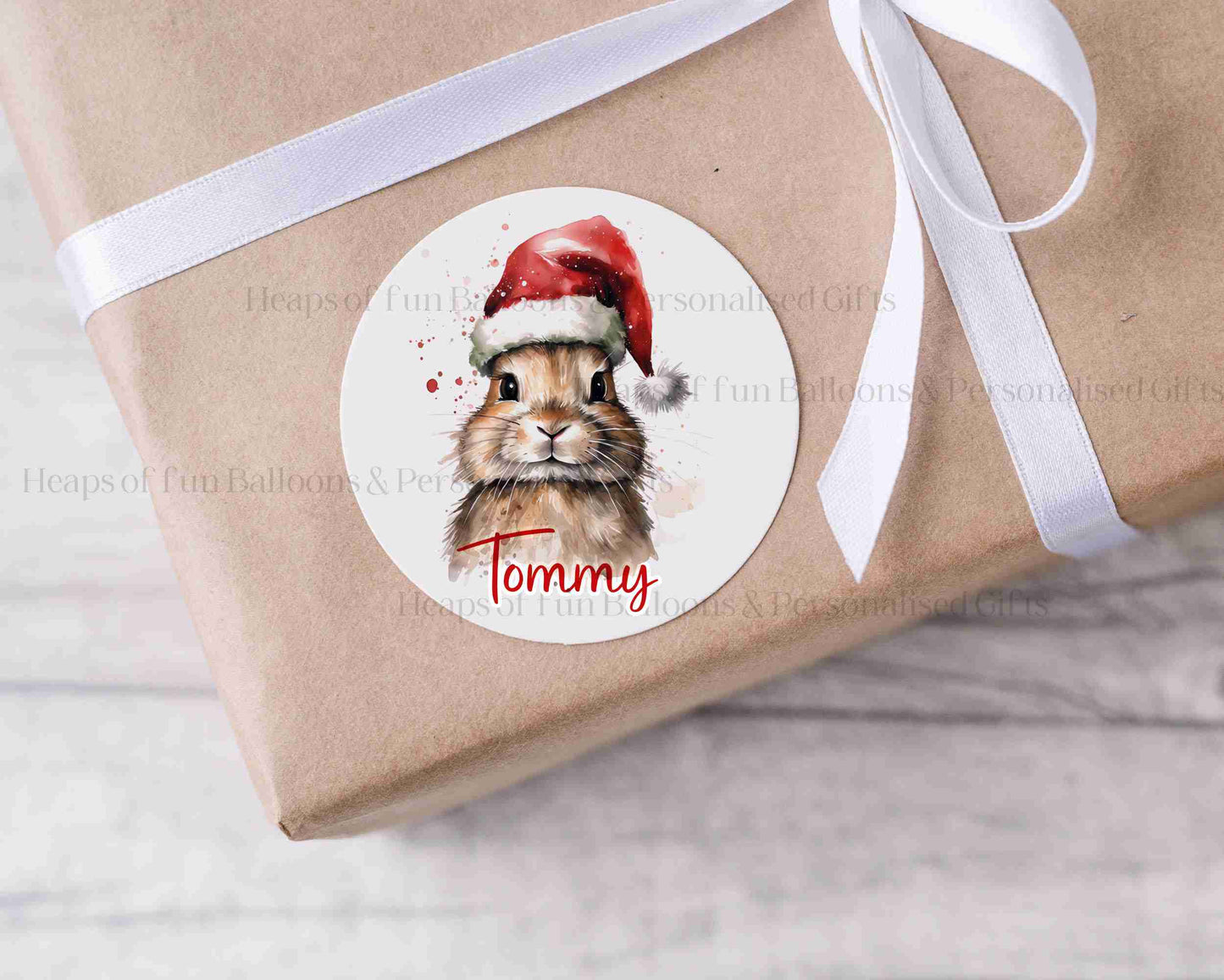 Personalised Festive Rabbit Christmas Stickers