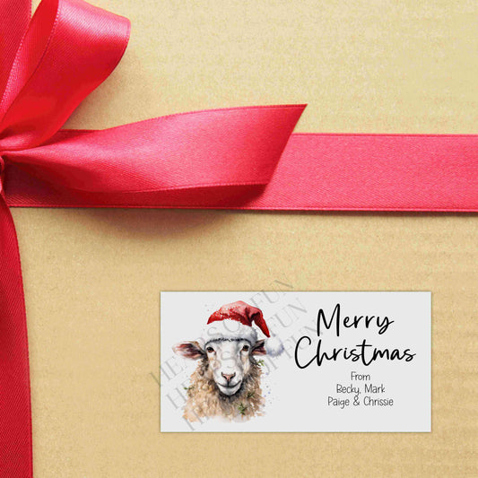 Personalised Festive Sheep Christmas Stickers
