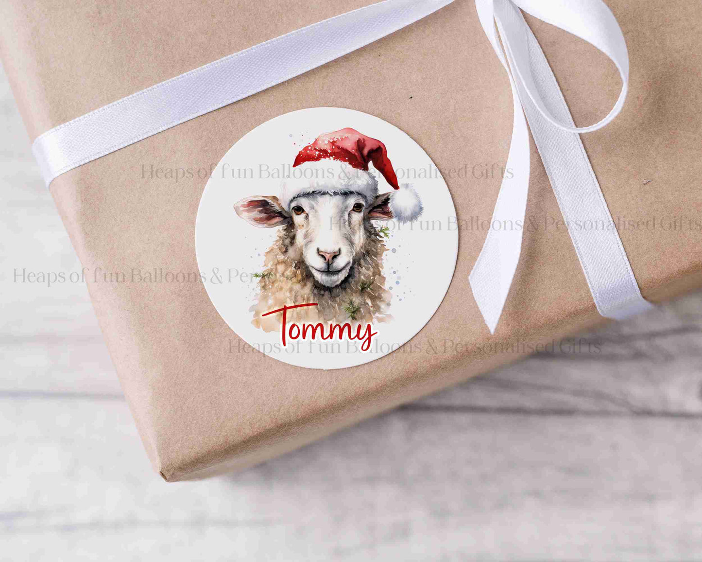 Personalised Festive Sheep Christmas Stickers