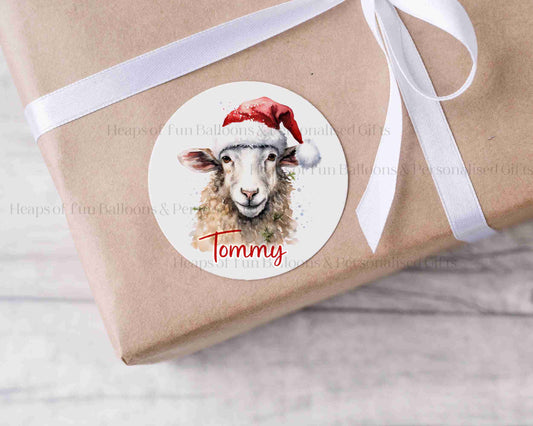 Personalised Festive Sheep Christmas Stickers