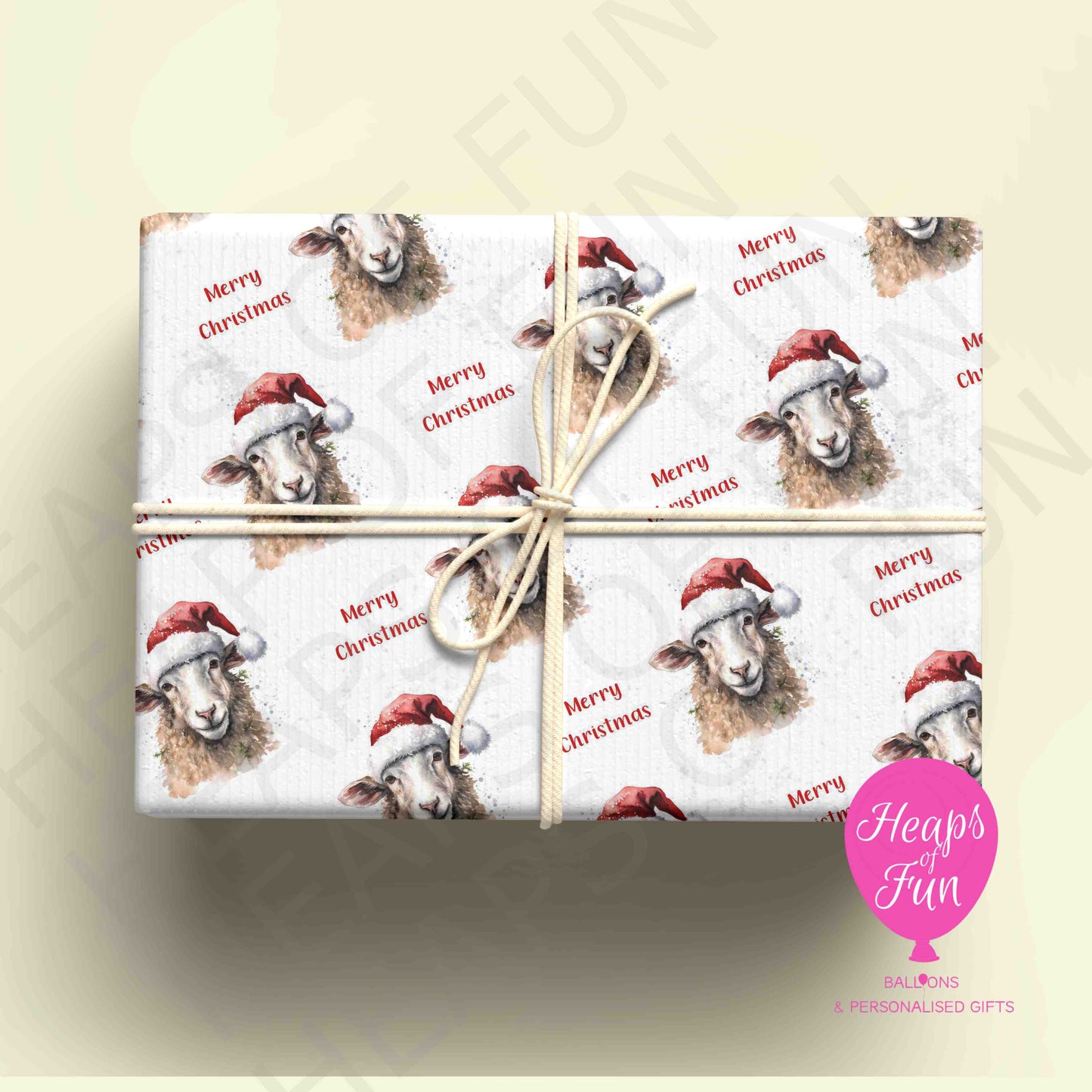 Personalised Festive Sheep Christmas Wrapping Paper – Custom Name Gift Wrap