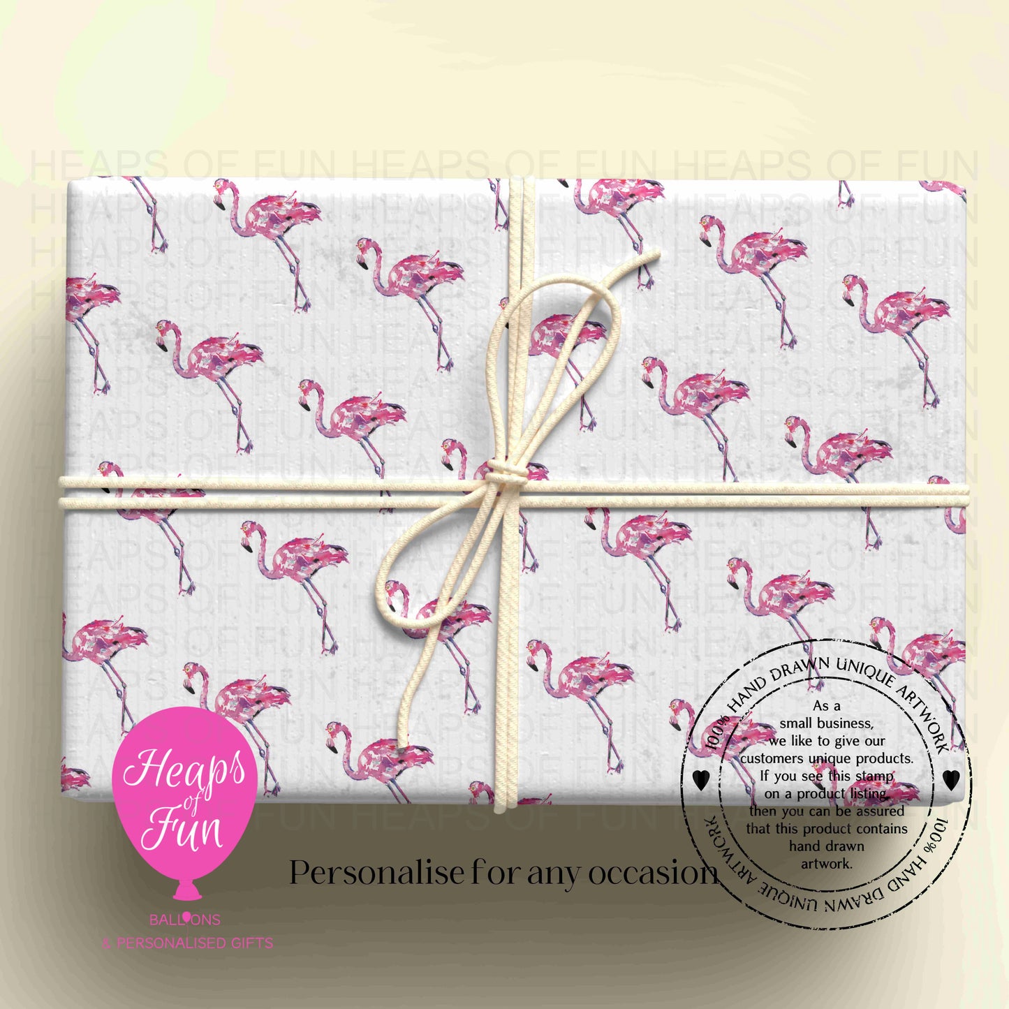 Personalised Flamingo Wrapping Paper | Custom Name Gift Wrap for Birthday, Retirement ,  & Any Special Occasion,  Animal Gift Wrap , From £2.99