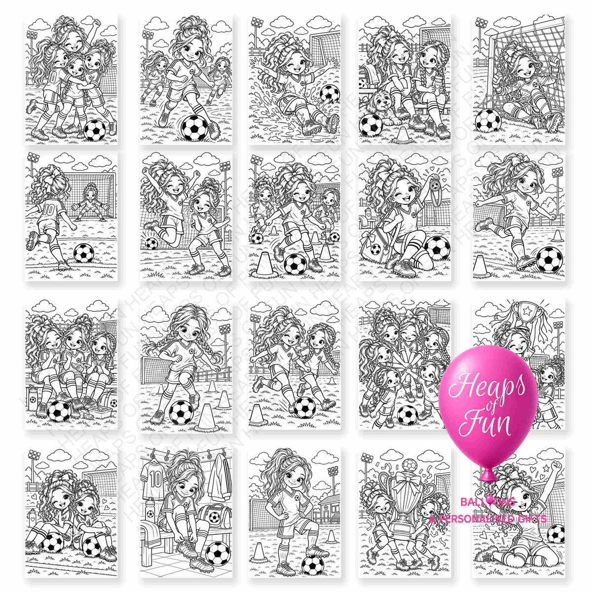 Boots, Bows & Goals Football Colouring Book for Girls | 20 Colouring Pages