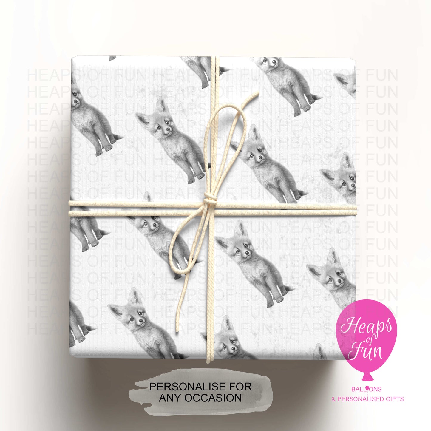 Personalised Fox Wrapping Paper – Custom Name Gift Wrap for Birthday, Retirement ,  & Any Special Occasion,  Animal Gift Wrap , From £2.99